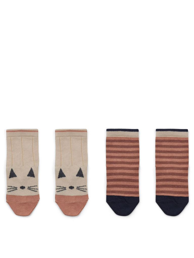 Liewood Silas Socks 2 Pack in Cat & Stripe