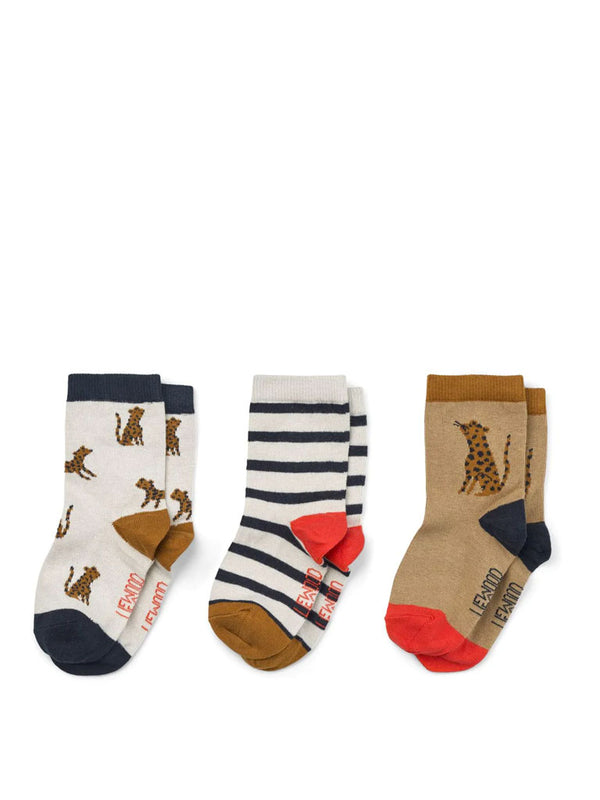 Liewood Silas Socks 3 Pack in Leopard Sandy