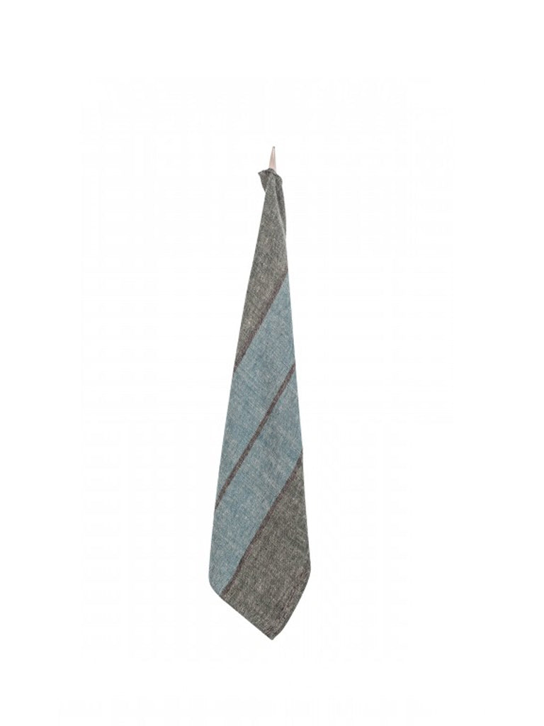 Linen Stripe Tea Towel in Teal