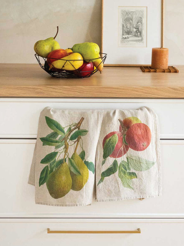 Linoroom Apple and Pear Tea Towels in Linen