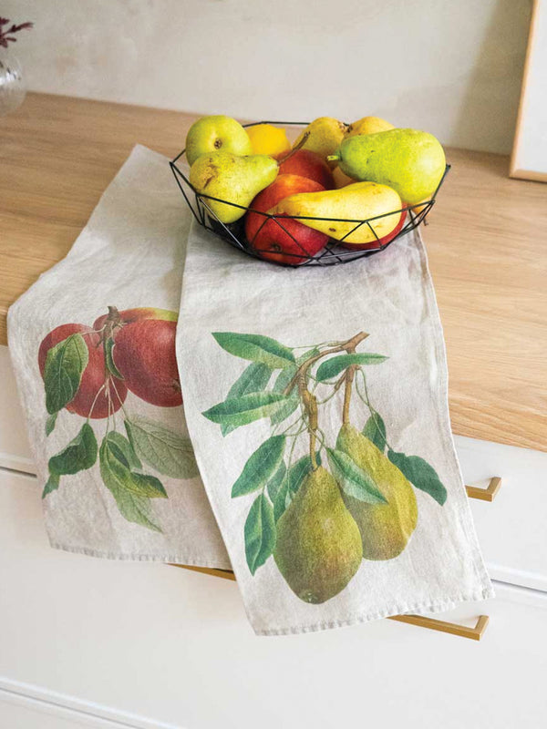 Linoroom Apple and Pear Tea Towels in Linen