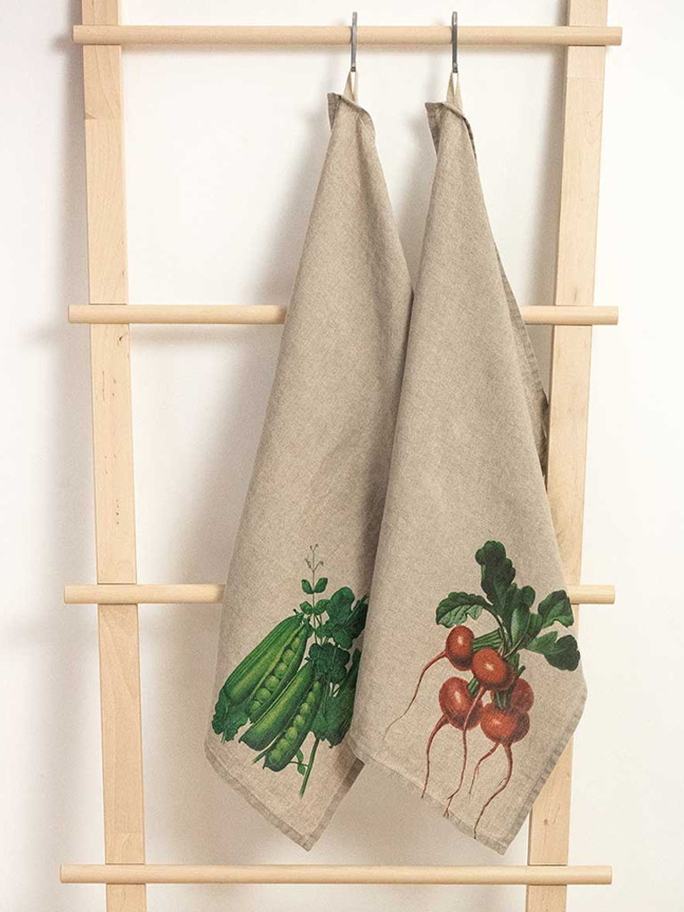 Linoroom Radish & Pea Tea Towels in Linen