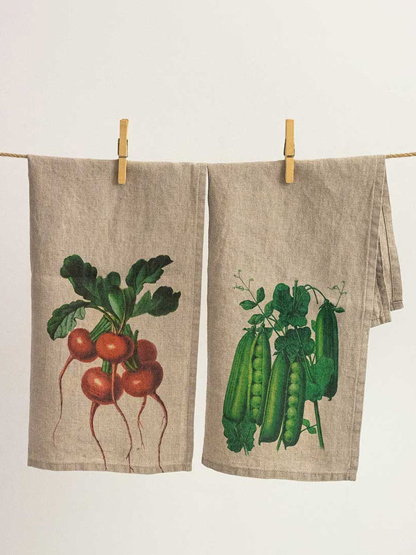 Linoroom Radish & Pea Tea Towels in Linen