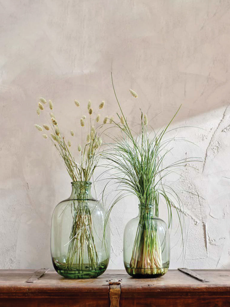 Nkuku Medium Lua Glass Vase in Green
