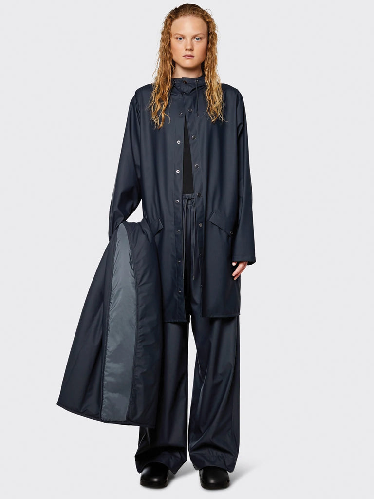 Rains Long Jacket in Navy