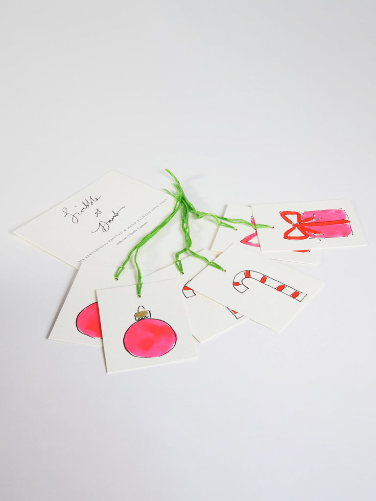 Scribble & Daub Gift Tags in Red & Pink