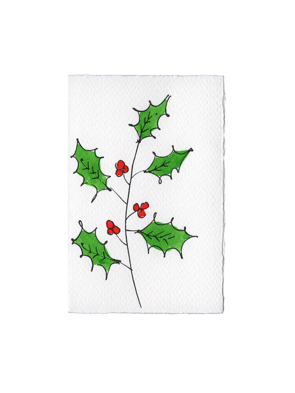 Scribble & Daub Holly Card in Red