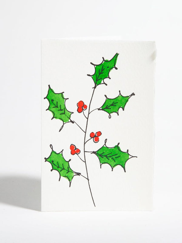 Scribble & Daub Holly Card in Red