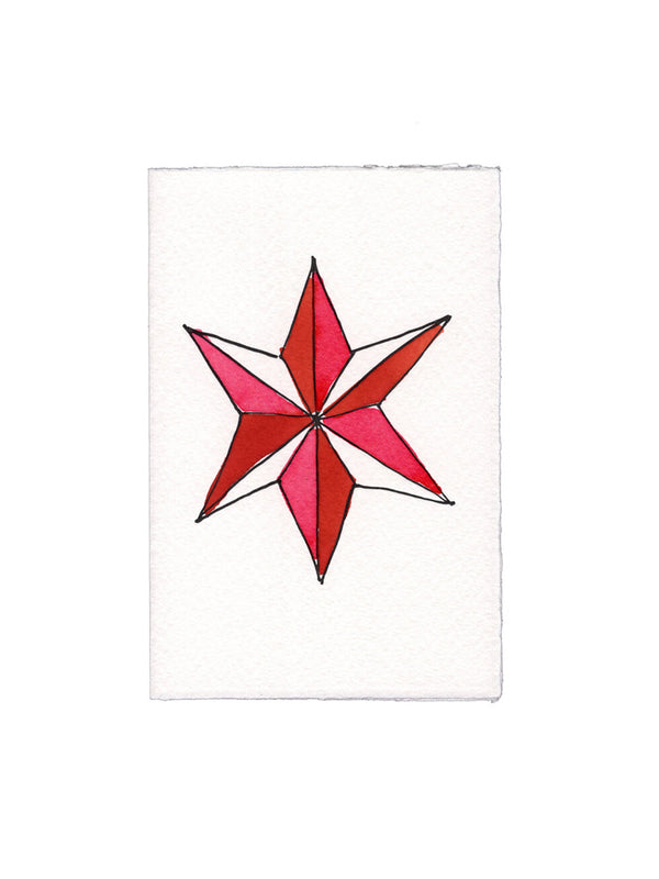 Scribble & Daub Star Card in Red
