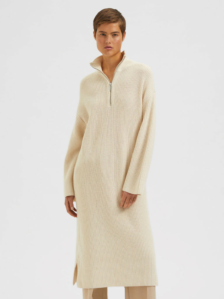 Selected Femme Fela Knit Dress in Birch