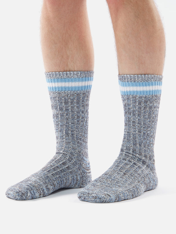 Universal Works Everyday Stripe Socks in Cornish Blue